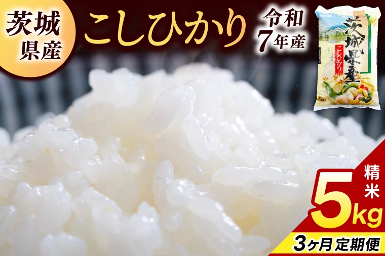 
                  ★3ヶ月定期便★ 精米 コシヒカリ 5kg (総計 15kg)【令和7年産】米 精米 白米 こしひかり 定期便 茨城県 鹿嶋市 国産 送料無料 お米 ごはん おにぎり 冷めても 美味しい 粘り うまみ 厳選 出荷直前精米 ツヤ かおり うまい（KY-20）
                