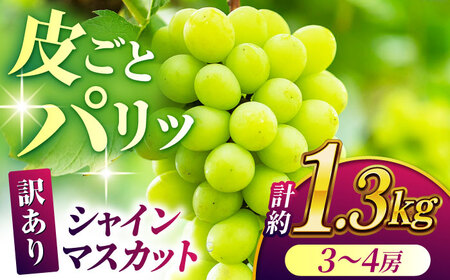 【先行予約】【訳あり】 シャインマスカット 約1.3kg(3?4房)【合同会社 社方園】[ZBZ029]