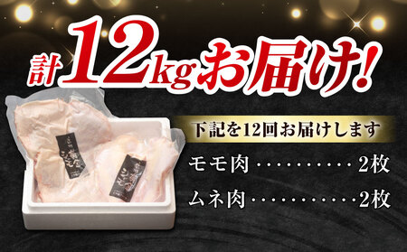 【12回定期便 】信州黄金シャモモモ・ムネ肉セット　地鶏