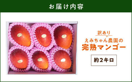 えみちゃん農園 の 完熟 マンゴー 約2キロ（ 訳あり ）C008-007 訳アリ ワケアリ フルーツ 果物 限定 数量限定 完熟マンゴー あまい 美味しい おいしい ジューシー 甘い香り 厳選 先行
