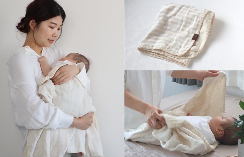 【eclat bebe】泉州南部織 4重ガーゼ 3点セット《BeWh/ケット》 ＜スピード発送＞ 010B1129
