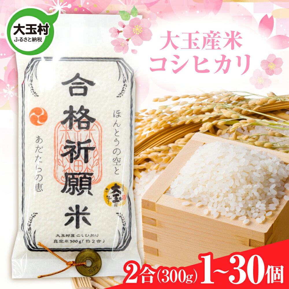 【ふるさと納税】 米 令和7年産 コシヒカリ 真空米 2合 ( 300g ) 合格祈願米 選べる個数 1個 / 2個 / 5個 / 10個 / 20個 / 30個 受験 御利益 ご祈祷 合格 合格祈願 小分け 使い切り 福島県 大玉村 ｜ as-skgk-R7