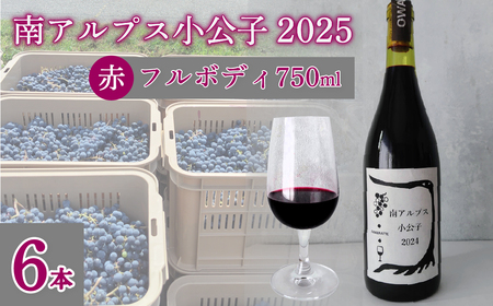 【自然派】フルボディ15度赤ワイン 南アルプス小公子2025　黒　6本 ALPEL010