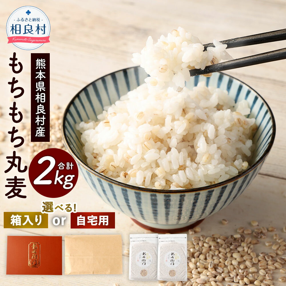 【ふるさと納税】【先行受付】＜選べる＞もちもち丸麦 合計2kg 1kg×2袋 【箱入り】 または 【ご自宅用】【2025年9月下旬より発送開始】 セット 麦 もち麦 とよはら農園 雑穀 熊本県産 九州産 国産 相良村産 箱入り 送料無料