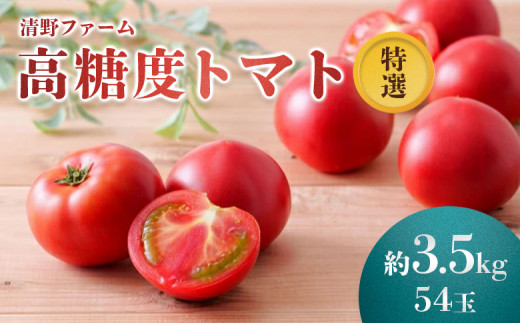 
            《先行受付》【特選】 清野ファームの高糖度トマト 54玉（約3.5kg） ｜ オンライン 申請 ふるさと納税 北海道 新十津川 北海道産 トマト 甘い 高糖度 フルーツトマト 糖度高い 完熟 完熟トマト 特選トマト ギフト 贈り物 野菜 やさい 新鮮 新十津川町【18002】
          