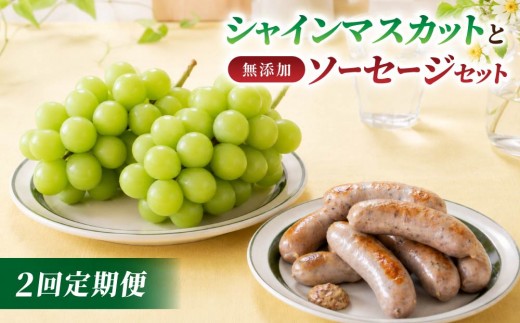 
                  【2回定期便】高評価！シャインマスカットと無添加ソーセージセットの定期便（シャインマスカット2房・ソーセージ4種8本）｜【JA信州うえだ／自家製ソーセージハム男】ぶどう 葡萄 大粒 果物 フルーツ  頒布会 長野
                