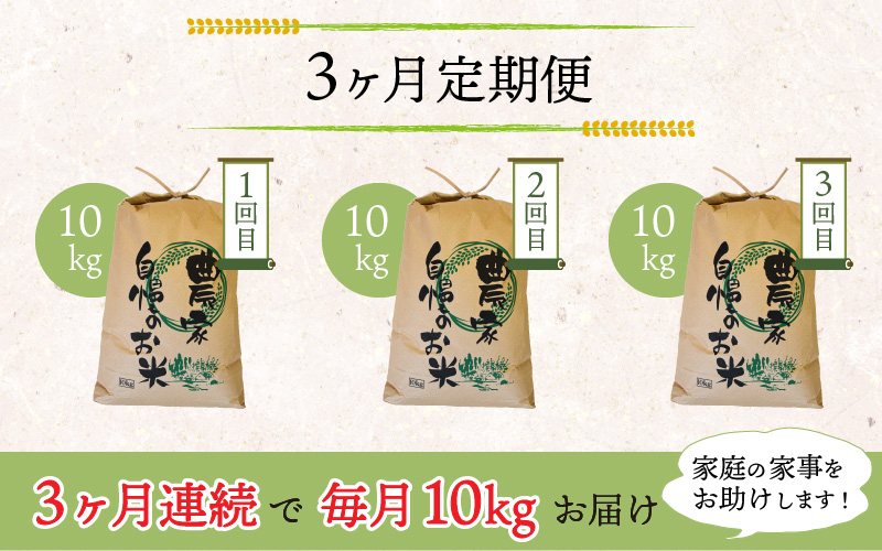 【先行予約】家事をもっと楽に！ 令和8年産 新米コシヒカリ定期便（精米）10kg×3回 ※2026年10月上旬以降順次発送予定 [D-009002]
