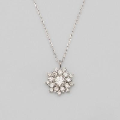 ふるさと納税 昭和町 PT900/PT850 0.15ct ダイヤモンド ペンダントネックレス HH-019753