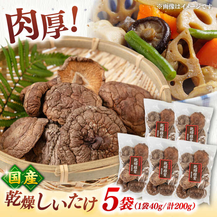 【ふるさと納税】乾燥しいたけ　40g×5袋セット ▼シイタケ しいたけ 椎茸 セット 桂川町/オドラ株式会社[ADBA005]