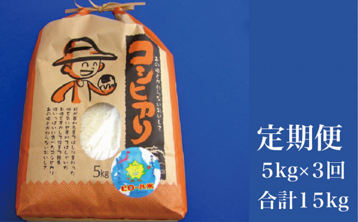 【定期便】こしひかり 白米 ピロール健康米 5kg×3回 合計15kg（福井県越前市産）