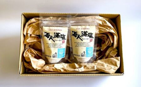 海人の藻塩　スタンドパック（100g）×2パック 5000円 塩 しお 藻塩 も塩 旨味 まろやか 海藻 ホンダワラ チャック付き パック ミネラル 天ぷら 野菜 肉 焼肉 豆腐 家庭用 贈答用 贈答