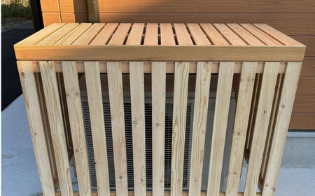エアコン 室外機 カバー 【無塗装品】 木製 日除け 断熱 夏用 冬用 三次市 / 佐々部材木店[APCP001]