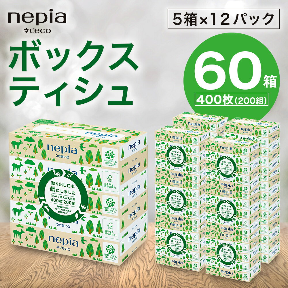 【ふるさと納税】 ネピア　ネピecoティシュ200組 5箱×12パック ネピア ティッシュ 日用品 全国 発送 おすすめ まとめて 春日井市 花粉症 防災 備蓄 たっぷり サステナブル SDGs nepia 消耗品 エコ eco 一人暮らし