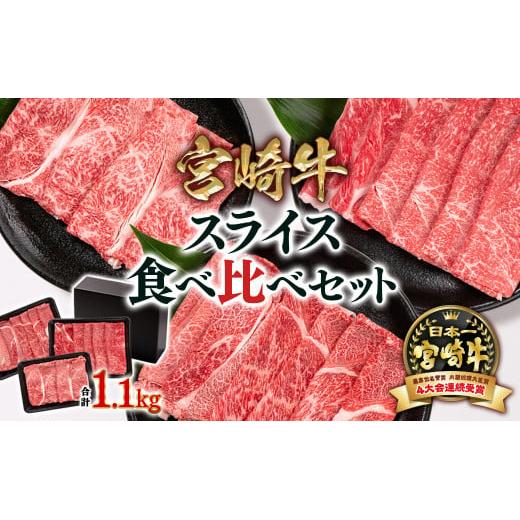 宮崎牛 すき焼き 肩ロース＆赤身スライス 3種食べ比べセット1.1kg 牛肉  しゃぶしゃぶ ブランド牛 ミヤチク  内閣総理大臣賞4連覇  すき焼き肉＜2.6-5＞【10月1日より寄附金額見直し】