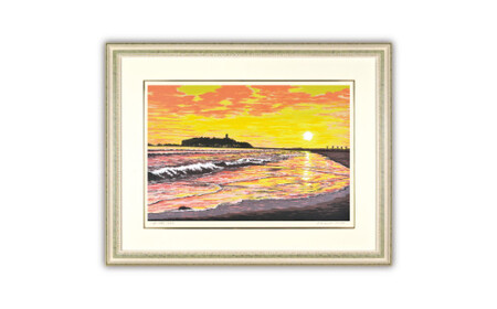 版画 「渚の輝き」グリーン額縁 | 版画 セリグラフ