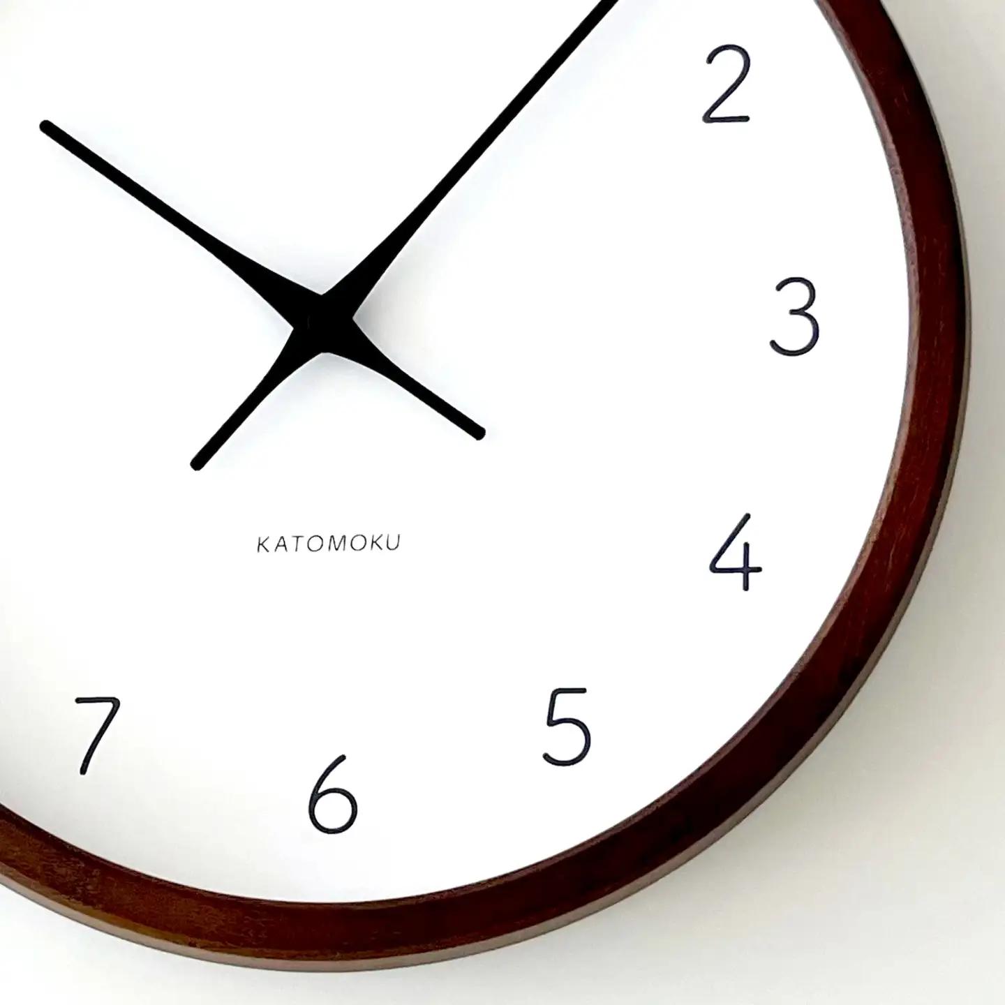 KATOMOKU muku clock 7 ≪km-60BR≫木製掛け時計(ブラウン/スイープムーブメント(連続秒針))【B25-BR-1】