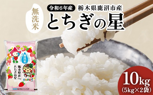 【数量限定】栃木県鹿沼市産 とちぎの星 無洗米 10kg（5kg×2袋） 令和6年産 水稲うるち精米 単一原料米 お米 特A 大粒 甘さ ※沖縄・離島への配送不可 ※2024年10月上旬～2025年7月下旬に順次発送予定