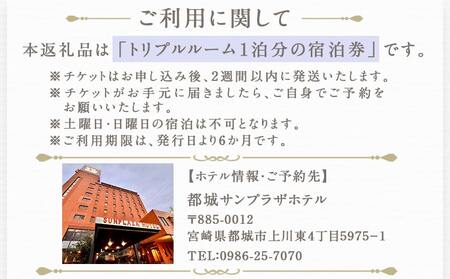 【都城サンプラザホテル】トリプルルーム ステイプラン≪1泊2食付 宿泊券3名様分≫_AV-H801