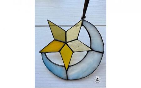 【ステンドグラス】クリスマスオーナメント（04:月と星）□