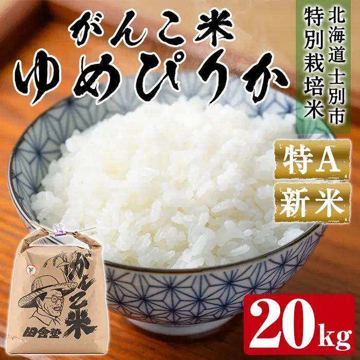 ＜令和8年産 新米 先行予約！＞田舎塾特別栽培米「がんこ米ゆめぴりか」(20kg) 【2026年10月上旬以降順次発送】 米 お米 白米 北海道産 北海道米 ゆめぴりか 特A 一等級 ごはん おこめ コメ 単一原料米 新米 【田舎塾】【E7106】