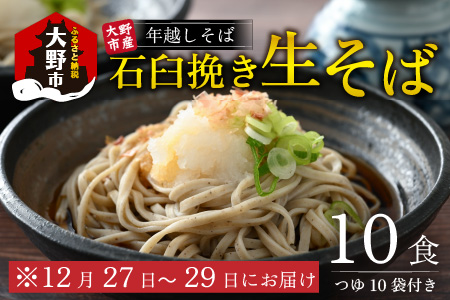 【先行予約】 【年越しそば】越前大野産 石臼挽き 生そば 10食 つゆ付 冷凍保存可 【12月27日～29日お届け】[A-018001]