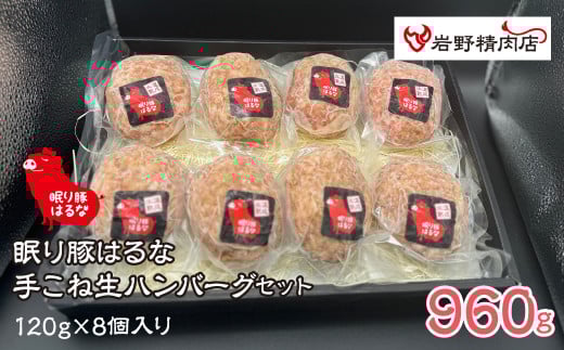 眠り豚はるな 手こね生ハンバーグセット 120g×8個入り 012-009