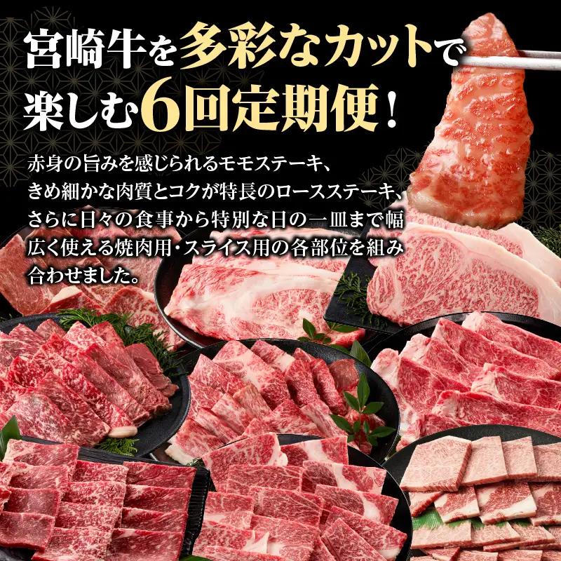 宮崎牛よくばり定期便全6回 ステーキ 焼肉 スライス