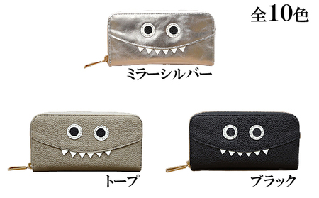 思わず誰かに見せたくなるモンスター長財布 ファッション小物 キャラクター  ミラーシルバー