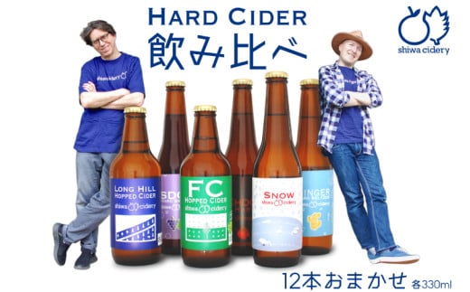 紫波町産りんごのハードサイダー おまかせ12本セット（ドライ系／シードル 飲み比べ） (AY004)