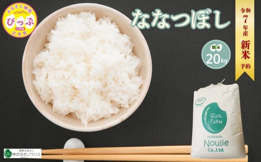 2025年産 先行受付【農業生産法人ノウリエ】北海道産 ななつぼし 精米 20kg【10月から11月上旬発送】 米 お米 北海道米 特Aランク 国産 白米 コメ 北海道 比布町 ぴっぷ