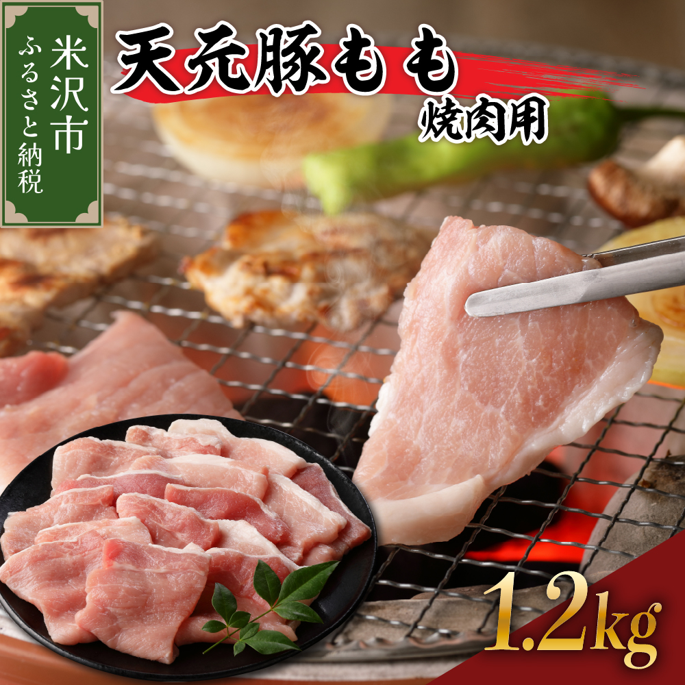 天元豚 もも 焼肉用 1.2kg  （ 300g × 4パック ） ブランド豚 ポーク おかず お取り寄せ 送料無料 山形県 米沢市