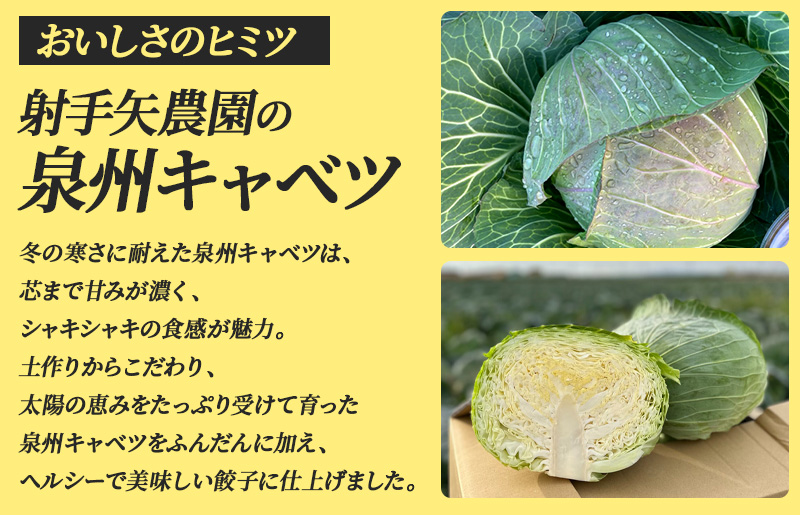 泉州キャベツ餃子80粒【射手矢農園×李朝園 生餃子 自家製 手作り ぎょうざ ギョーザ 惣菜 冷凍 焼くだけ 簡単調理】 005A730