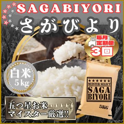 ふるさと納税 江北町 【毎月定期便】さがびより白米5kg(江北町)全3回