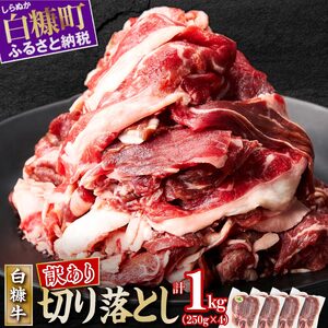 【訳あり】北海道産 赤身の旨味がギュッと詰まった 白糠牛 切り落とし【1kg（250g×4パック）】小分け 惣菜 牛肉 切り落とし 赤身 牛 国産牛 お肉 切落し 大容量 冷凍 ふるさと納税 北海道 訳あり わけあり ふるさと ランキング 人気 白糠町_I012-1106