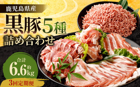 【3ヶ月定期便】鹿児島県産黒豚 5種詰合せ(約2.2kg×3回)_ss0725_CR