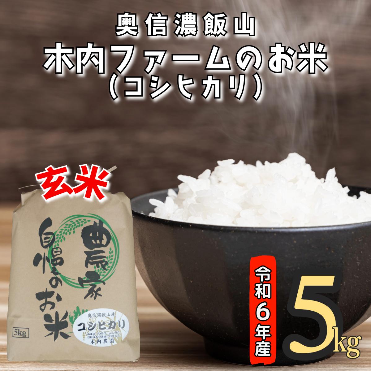 【令和6年産】奥信濃飯山～木内ファームのお米(こしひかり）～ 玄米5kg（6-74A)