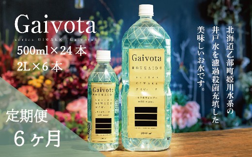 
                  まろやか軟水 贅沢シリカ水を定期便で【Gaivota（ガイヴォータ）定期便 ：2箱(500ml×24本＋2L×6本)×6回分】＜ 北のハイグレード食品 天然シリカ水 ミネラルウォーター 軟水 北海道産 北海道 乙部町 天然水 美容 ケイ素 無添加 シリカ ガイヴォータ 美肌 ミネラル 口当たり まろやか 備蓄 災害用 非常用 リピーター 6か月 備蓄 災害用 非常用 サブスク ＞
                