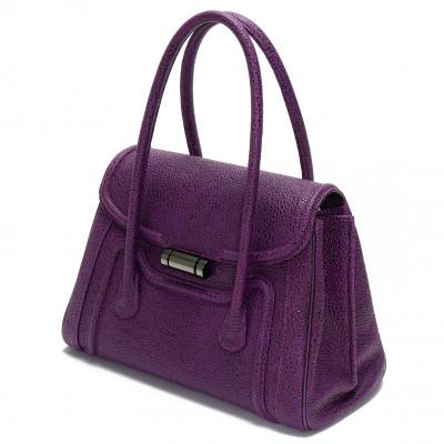 ふるさと納税 御代田町 【濱野皮革工藝のハンドバッグ】トレゾサック 黒桟革(ムラサキ) |  | 02