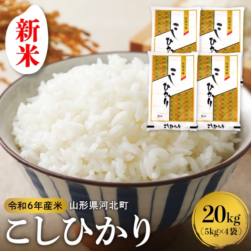 【令和6年産米】※選べる配送時期※ こしひかり 20kg（5kg×4袋）山形県産 【米COMEかほく協同組合】