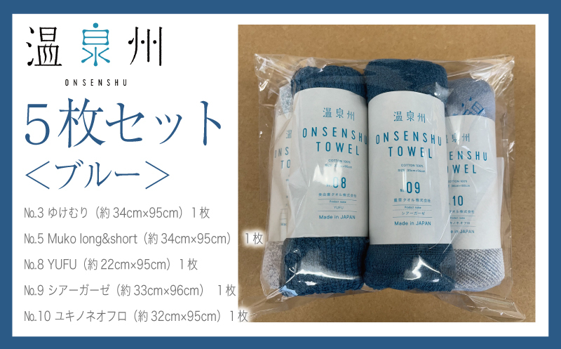 温泉州タオル 5枚セット（ブルー） 薄手 日本製 099H3536_イメージ4