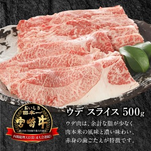宮崎牛 ウデ スライス 400g 宮崎県産和牛小間切れ 100g 計500g　N0147‐A3323