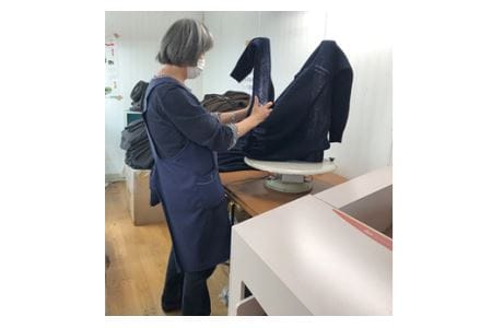 【阿部ニット】《グレー》両あぜ編みミドルゲージサマーニット（美濃和紙使用）Lサイズ F20C-418