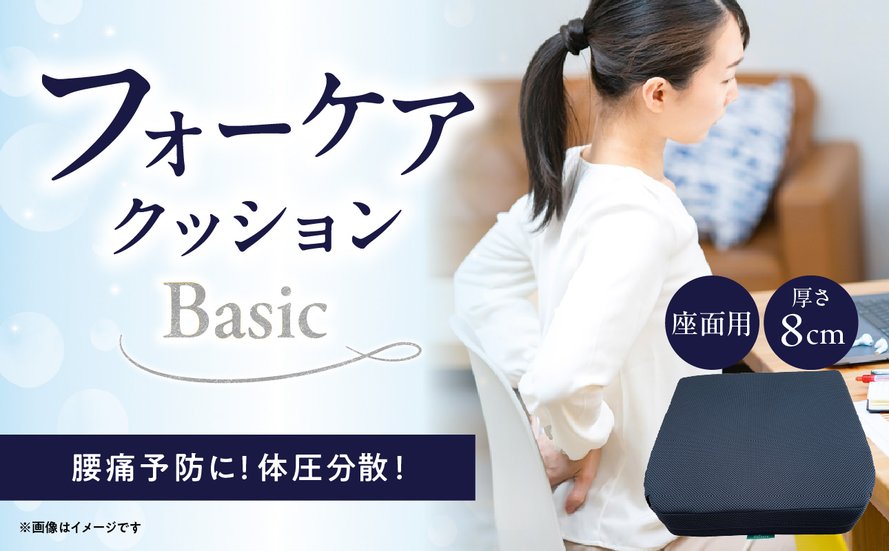 腰痛予防に！体圧分散 フォーケアクッションBasic　厚さ8センチ