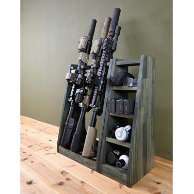 ふるさと納税 横手市 WOOD WORKS ライフルスタンド 3丁掛+マガジンラックセット【本体:ミリタリーグリーン】 |  | 01