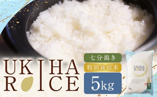 UKIHA RICE 7分搗き 5kg （特別栽培米） 【2025年11月上旬から2026年3月下旬発送予定】 ヒノヒカリ ひのひかり 米 こめ コメ お米 おこめ 白米 精米 ごはん ご飯 お中元 お歳暮 ギフト プレゼント 贈答品 おすすめ 国産