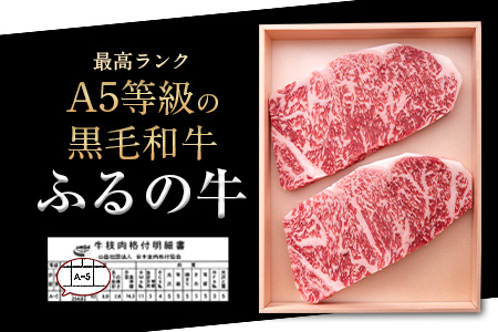 ふるの牛（黒毛和牛）特選サーロインステーキ 440g(220g×2枚) ゲランド塩付き A5 有限会社ふるの《30日以内に出荷予定(土日祝除く)》