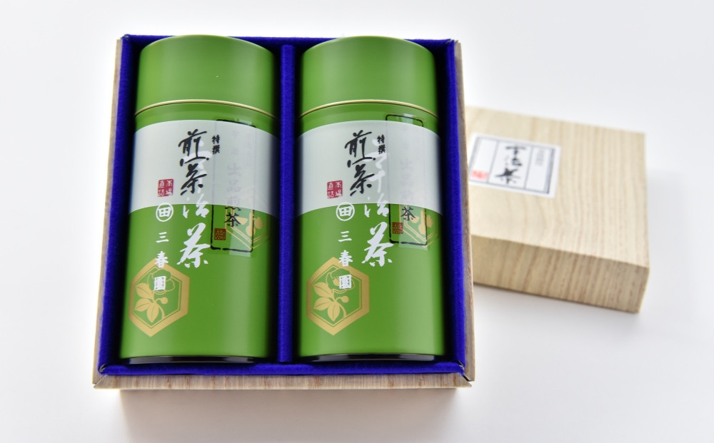 
三春園の宇治茶（特選煎茶180g×2缶）〈高級 宇治煎茶 お茶 茶 煎茶 緑茶 茶葉 特選〉 n0212
