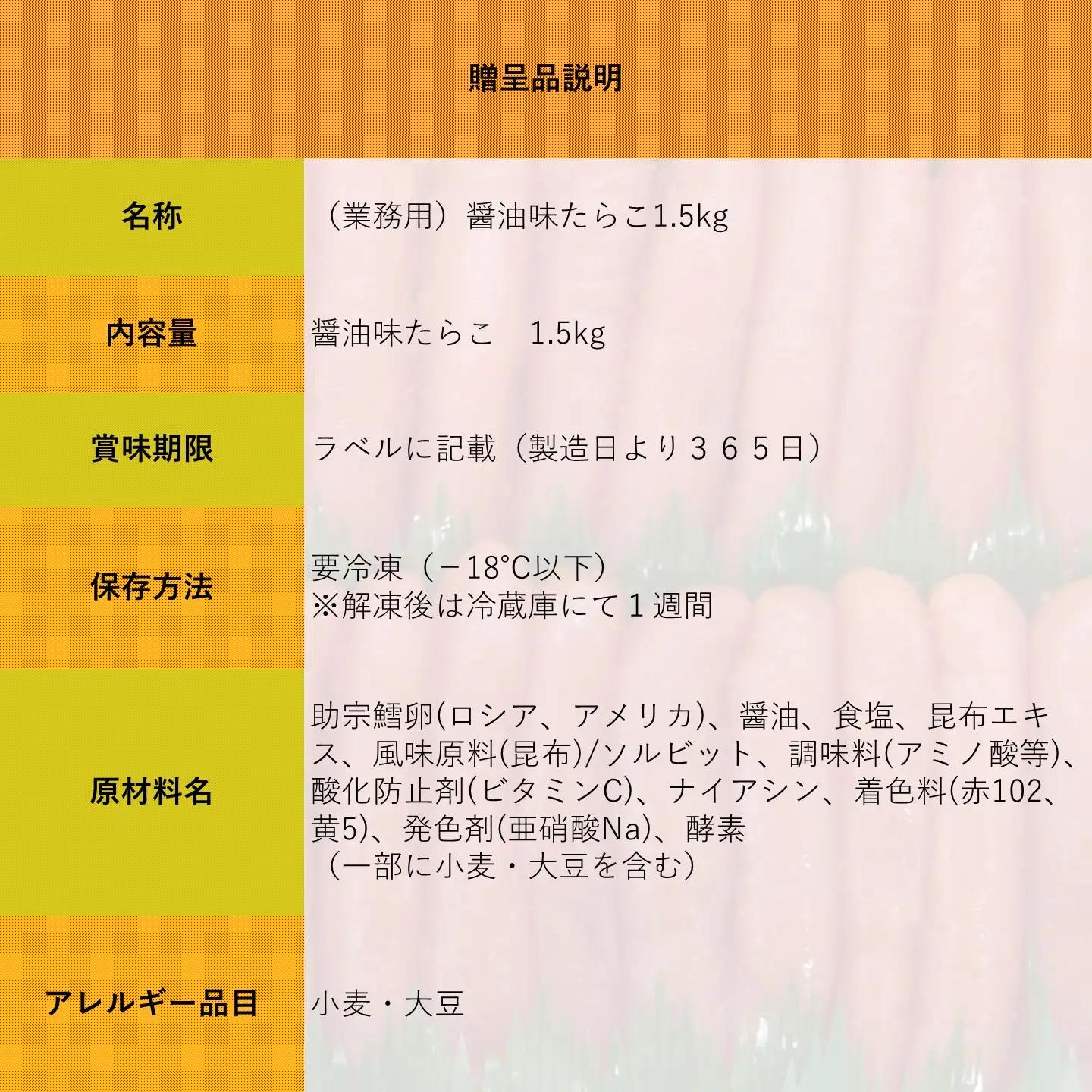 【FN】（業務用）醤油味たらこ1.5kg