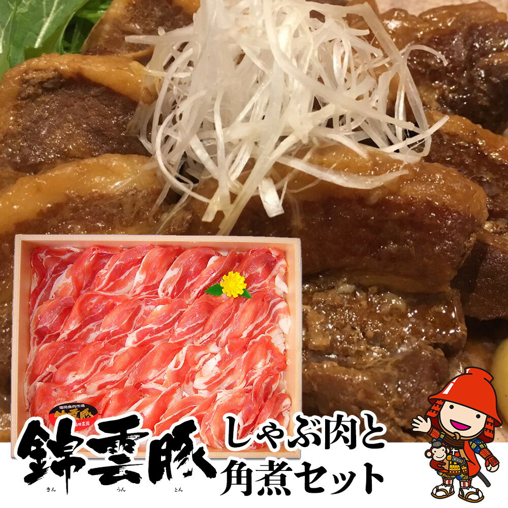 【ふるさと納税】錦雲豚しゃぶ肉と角煮セット | 豚肉 しゃぶしゃぶ肉 豚バラ ロース 豚の角煮 福田農園 【冷凍便】 くうとん きんうんとん ブランド豚 大分県産 九州産 中津市 国産 送料無料