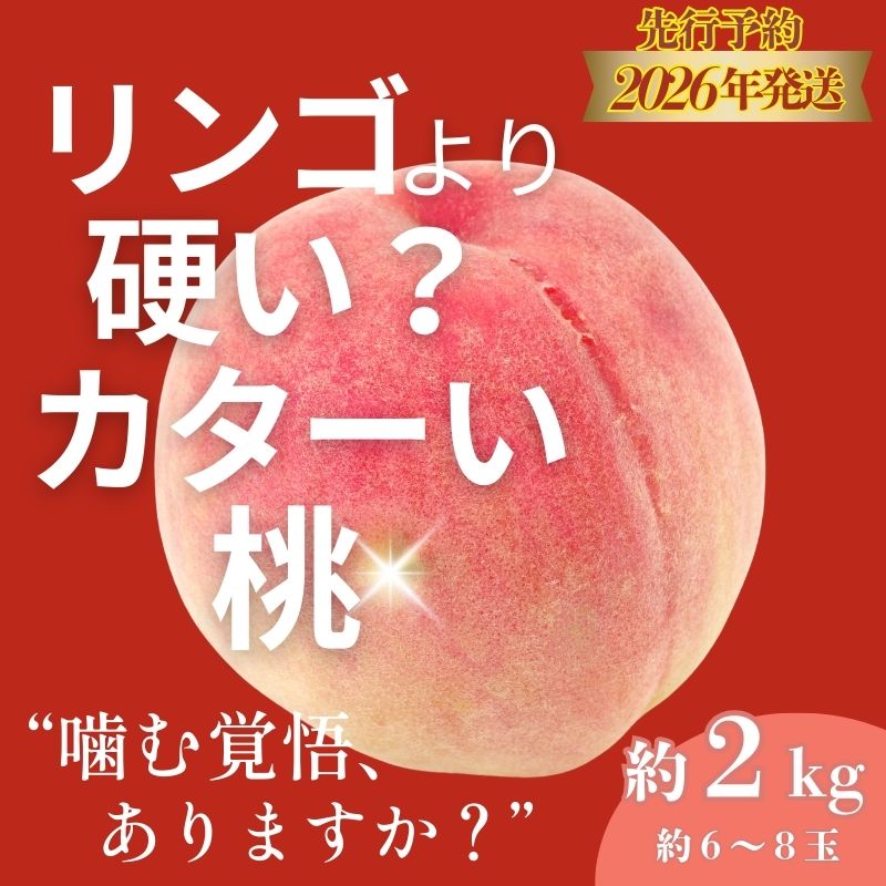 【2026年　先行予約】日本一の産地山梨県産　朝採れカターい桃約２Kg（5～8房）